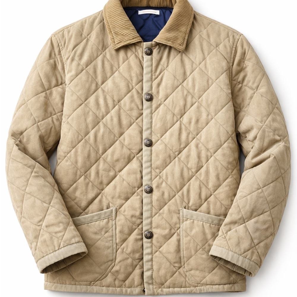 Women’s or Men’s Beige Quilted Shirt Jacket